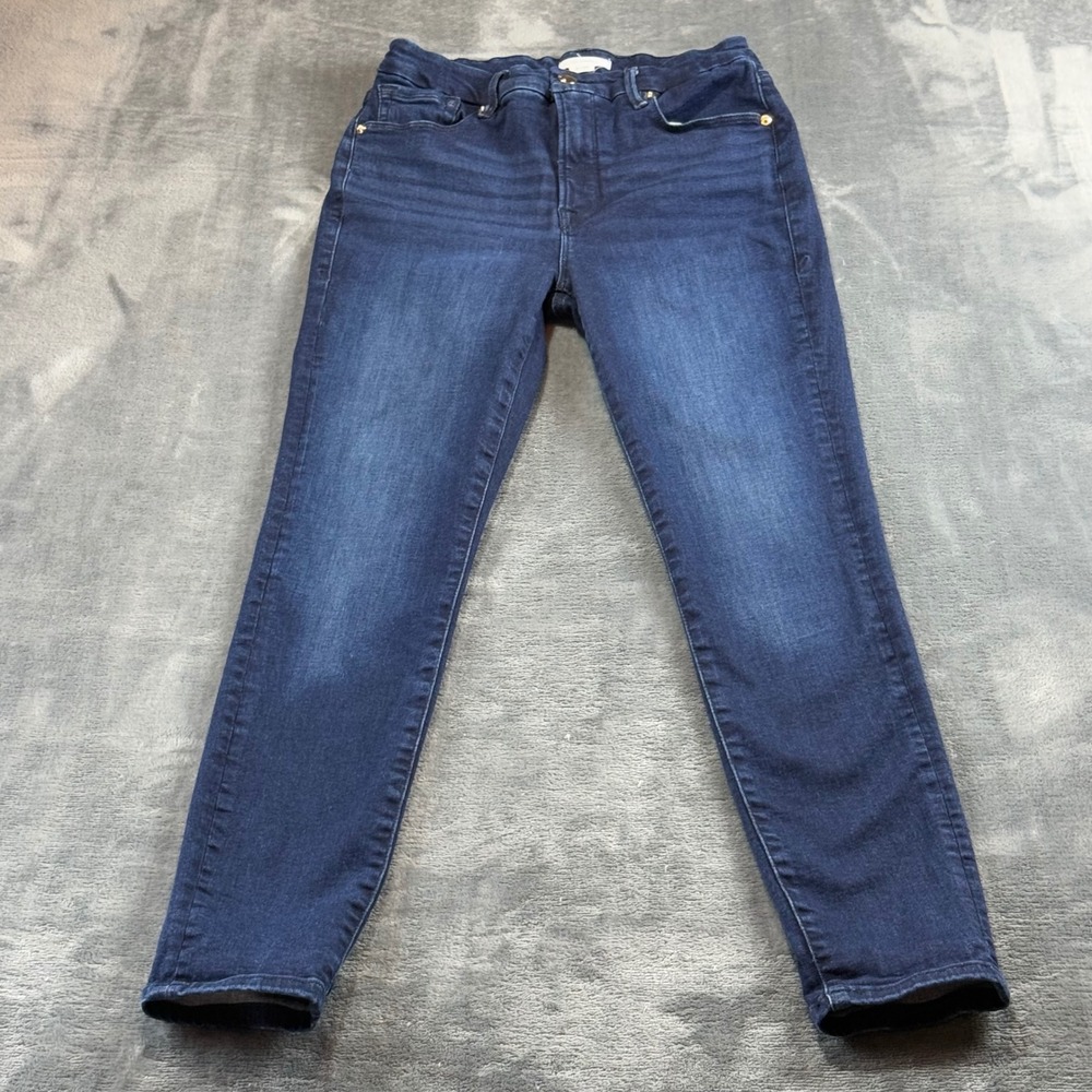 Good American Good Waist Skinny Jeans Dark Wash Blue 8/29 GL873CET